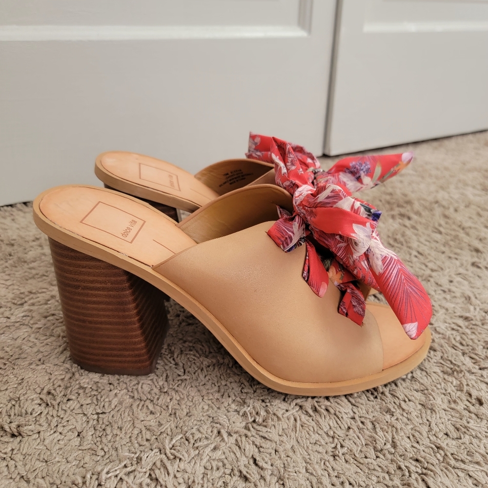 New Dolce Vita Aleeya Block Heels‎ High Heel Leather Sandals Floral Size 10 M - Picture 7 of 14